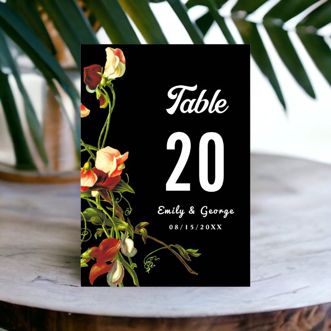 Numeração De Mesa Boho Greenery Burgundy Rosas Black Floral Casament (Criador carregado)