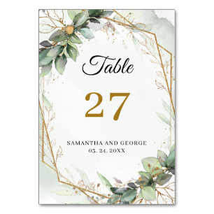 Numeração De Mesa Boho greenery eucalyptus foliage gold frame