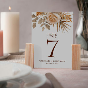 Numeração De Mesa Boho Neutral Acentos Florais Elegante Casamento
