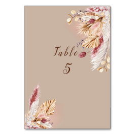Numeração De Mesa Boho Pampas Folha Palm Frond