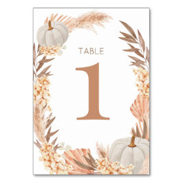 Numeração De Mesa Boho Pampas white Pumpkin Table number