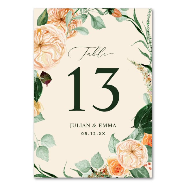 Numeração De Mesa Boho Pastel Botânico Pessel Greenery Floral Person (Frente)