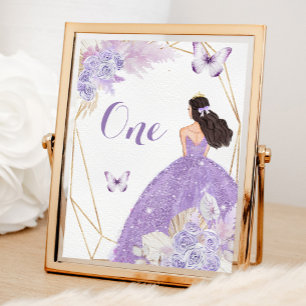 Numeração De Mesa Boho Purple Butterfly Princesa Floral Quinceañera
