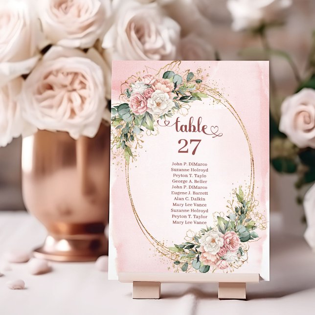 Numeração De Mesa Boho Rose Gold Flowers Eucalyptus Table Number (Boho Rose Gold Flowers Eucalyptus Table Number)