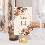 Numeração De Mesa Boho Rust & Neutral Cream Fall Floral Wedes<br><div class="desc">Apresentando nosso sofisticado número da mesa de Casamento Geométrico de Creme, uma mistura perfeita de elegância e encanto boêmico! Esta design impressionante apresenta um fundo cremoso que dá o tom para uma celebração romântica e eterno. No coração da design encontra-se uma estrutura meticulosamente desenhada em forma geométrica, acrescentando ao convite...</div>