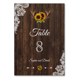 Numeração De Mesa Boho Sunflower Antlers Wood Wedle NÚMERO