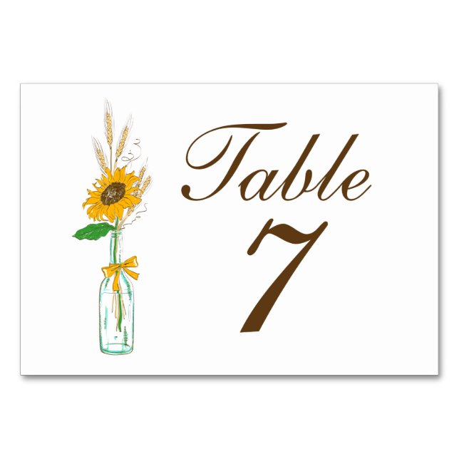 Numeração De Mesa Boho Sunflower Fall Country Yellow Floral Weding (Verso)