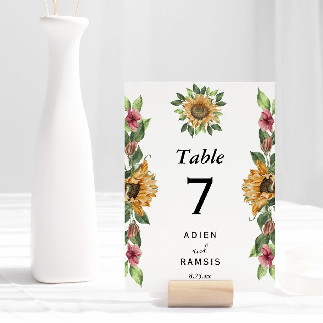 Numeração De Mesa Boho Sunflower Rustic Wildflower Weding (Criador carregado)