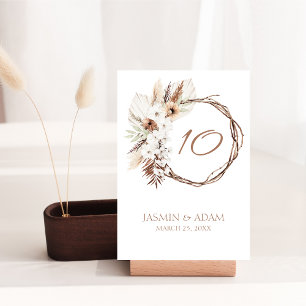 Numeração De Mesa Boho Terracotta Brown Casamento Floral Seco