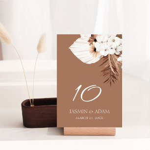 Numeração De Mesa Boho Terracotta Brown Pampas Grass Casamento Flora