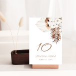 Numeração De Mesa Boho Terracotta Brown Pampas Grass Casamento Flora<br><div class="desc">Apresentando nosso número de mesa de casamento floral Boho Terracotta Brown Pampas Grass, uma mistura cativante de encanto boêmico e elegância rústica. Abraçar a fascinação cômica da grama-pampas e delicadas orquídeas brancas, colocadas contra um pano de fundo de marrom branco e terracota, para uma celebração de inspiração botânica que capta...</div>