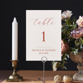 Numeração De Mesa Boho Terracotta Earth Tone Rust & Beige Weding