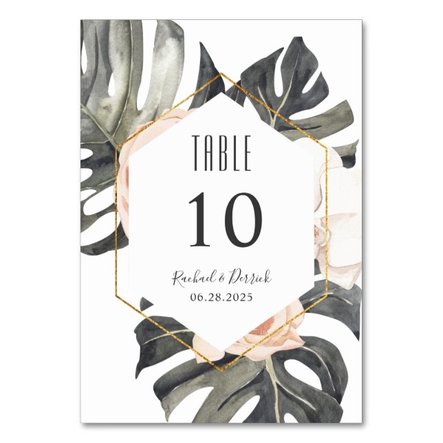 Numeração De Mesa Boho Tropical Floral Wedou Banquet (Frente)