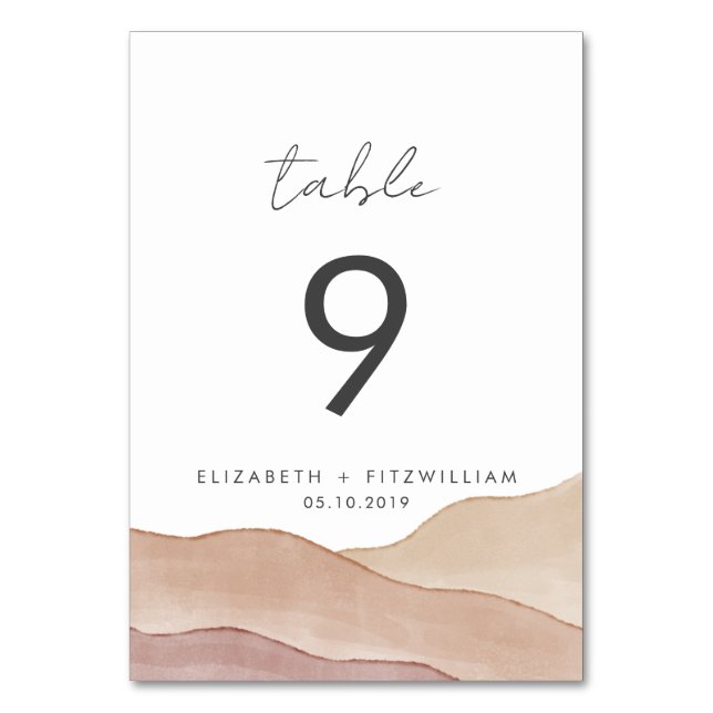 Numeração De Mesa Boho Watercolor Abstrato | (Frente)