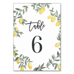 Numeração De Mesa Boho Watercolor Lemon Wreath Mesa 6