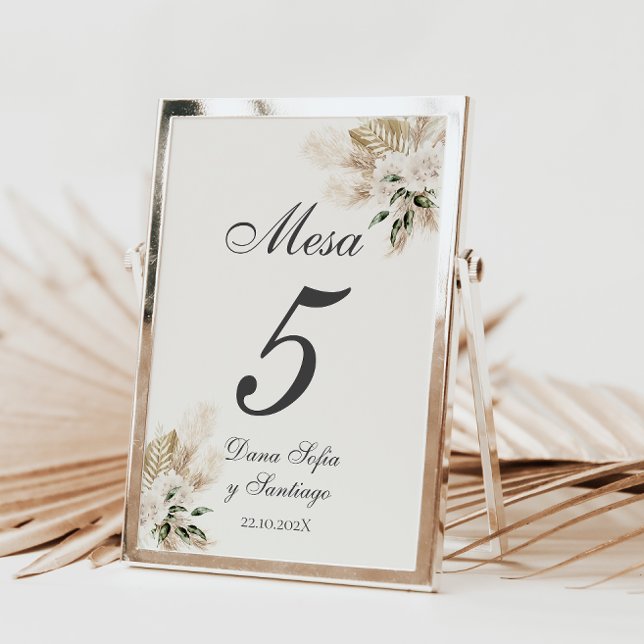 Numeração De Mesa Boho Wedding Espanhol (Spanish Wedding Table Number)