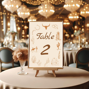 Numeração De Mesa Boho Western Cowboy Ilustração Casamento