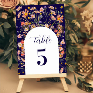 Numeração De Mesa Boho Wildflower Fall Marinho Blue Weding