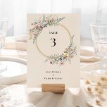 Numeração De Mesa Boho Wildflower Fern Beige Wedding<br><div class="desc">Esta Mesa Numerada de Boho Wildflower Fern Beige é uma elegante disposição de quadros geométricos clássicos de ouro embelezados com delicados buquês e caules florais florais. Apresentando uma paleta de fundo bege de marfim eterno com uma típica tipografia negra clássica e flores silvestres coloridas, criando uma sensação romântica adorável e...</div>