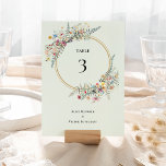 Numeração De Mesa Boho Wildflower Fern Mint Casamento Verde<br><div class="desc">Este boho de flor silvestre verde-horda-horda-caseira design é um arranjo elegante de quadros geométricos de ouro clássicos embelezados com delicados buquês e caules florais florais de boho. Apresentando uma paleta de fundo verde-claro-eterno com uma típica tipografia negra clássica e flores silvestres coloridas, criando uma sensação romântica adorável e polida. Com...</div>