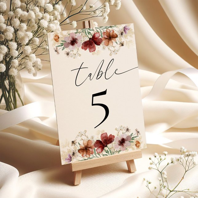 Numeração De Mesa Boho Wildflower Recepção de casamento (Criador carregado)