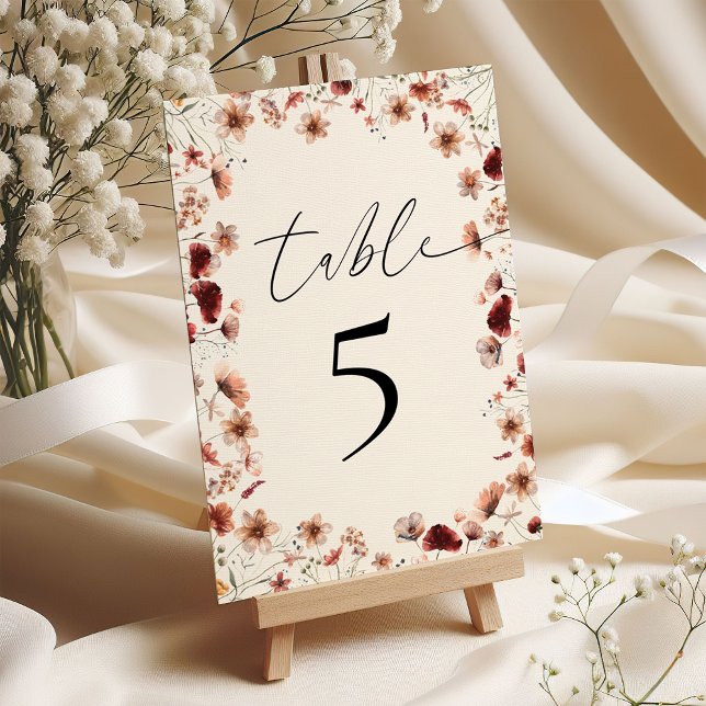 Numeração De Mesa Boho Wildflower Recepção de casamento (Criador carregado)