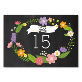 Numeração De Mesa Boho Woodland Wreath no Casamento Chalkboard