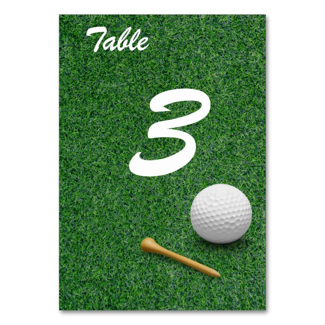Numeração De Mesa Bola de golfe com grama verde para a festa de golf (Frente)