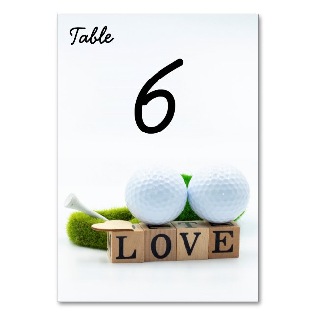 Numeração De Mesa Bola de golfe e Teto com amor em branco (Frente)