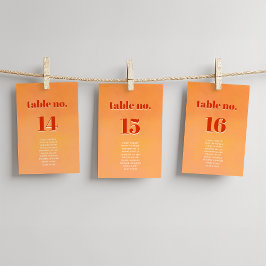 Numeração De Mesa Bold Modern Orange Sunset Seating Chart Wedding