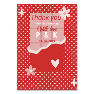 Numeração De Mesa Bold Red Heart Love Design - Perfeito para Gi Pers