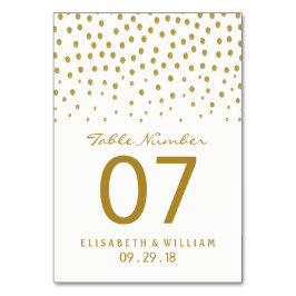 Numeração De Mesa Bolinhas Dourada - Branco e Dourado - Casamento