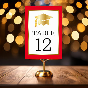 Numeração De Mesa Boné de Formando de Tom Dourado na Mesa de Graduaç