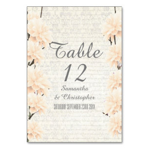 Numeração De Mesa Bonito casamento floral de pêssego pálido