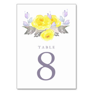 Numeração De Mesa Bonito Cinza d'água amarela Rosas púrpura castigo