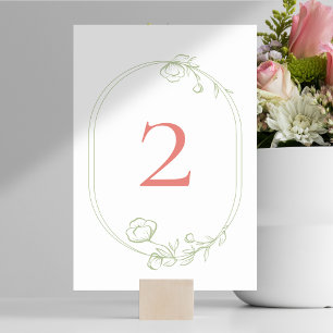 Numeração De Mesa Bonito Coral Cor-de-rosa Numero de Casamento Flora