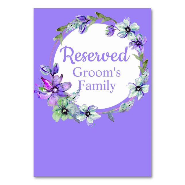 Numeração De Mesa Bonito Floral Wreath Reservada (Frente)