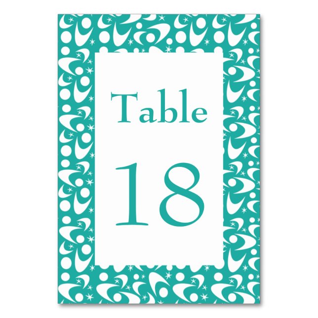 Numeração De Mesa Boomerangues de meio século (Frente)