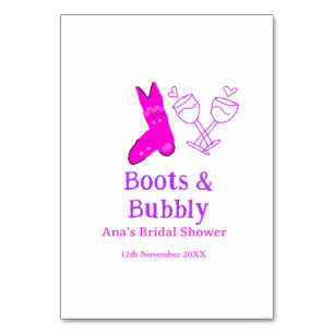 Numeração De Mesa Boots & bubble champagne chá de panela rosa