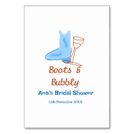 Numeração De Mesa Boots & bubble champagne garrafa chá de panela azu