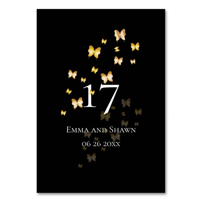 Numeração De Mesa Borboleta Dourada (Frente)