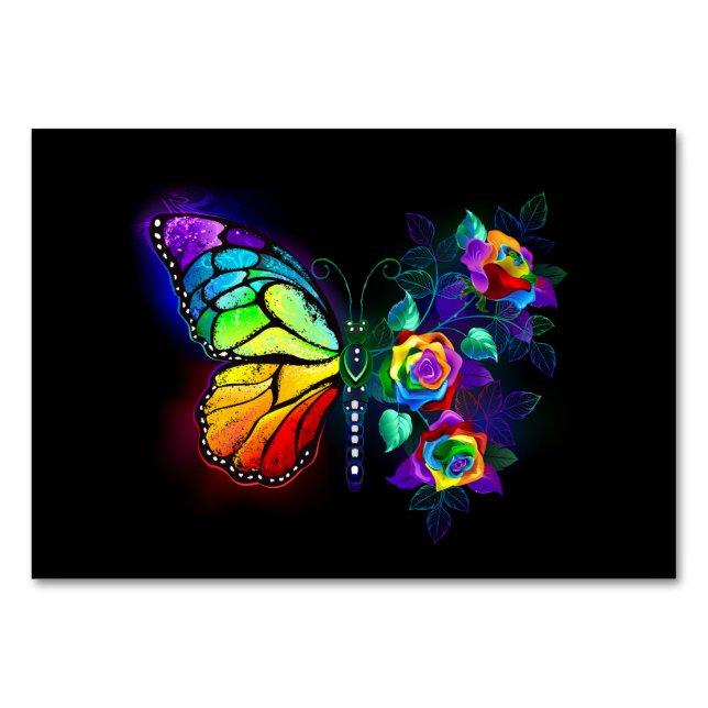 Numeração De Mesa Borboleta-flor-arco-íris (Frente)