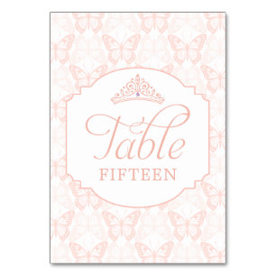 Numeração De Mesa Borboleta Rosa Blush Tiara Sweet 15