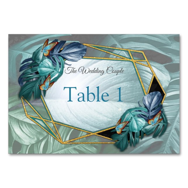 Numeração De Mesa Borboletas de Paraíso/Turquesa Tropical Splash (Frente)