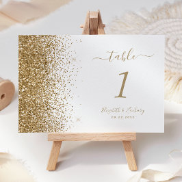 Numeração De Mesa Borda com Brilho Dourado Moderno Branco Casamento