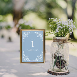 Numeração De Mesa Borda de Vintagem Azul Dusty Elegante Simples