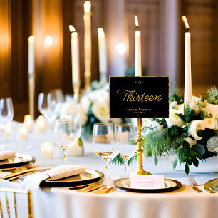 Numeração De Mesa Borda Dourada de Luxo Preto Elegante Simples