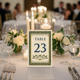 Numeração De Mesa Borda Floral e Folha Egípcia - Editável