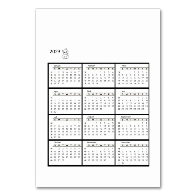 Numeração De Mesa bordkalender (Frente)