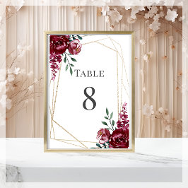 Numeração De Mesa Borgonha | Casamento Floral Vermelho Marsala